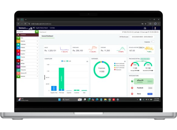 POS software free download dashboard showing retail point of sale system