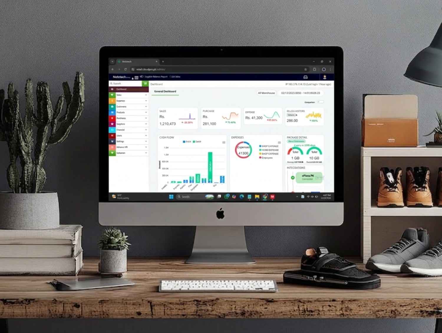 Smart Footwear POS Software dashboard showing real-time sales, inventory tracking, and multi-store management